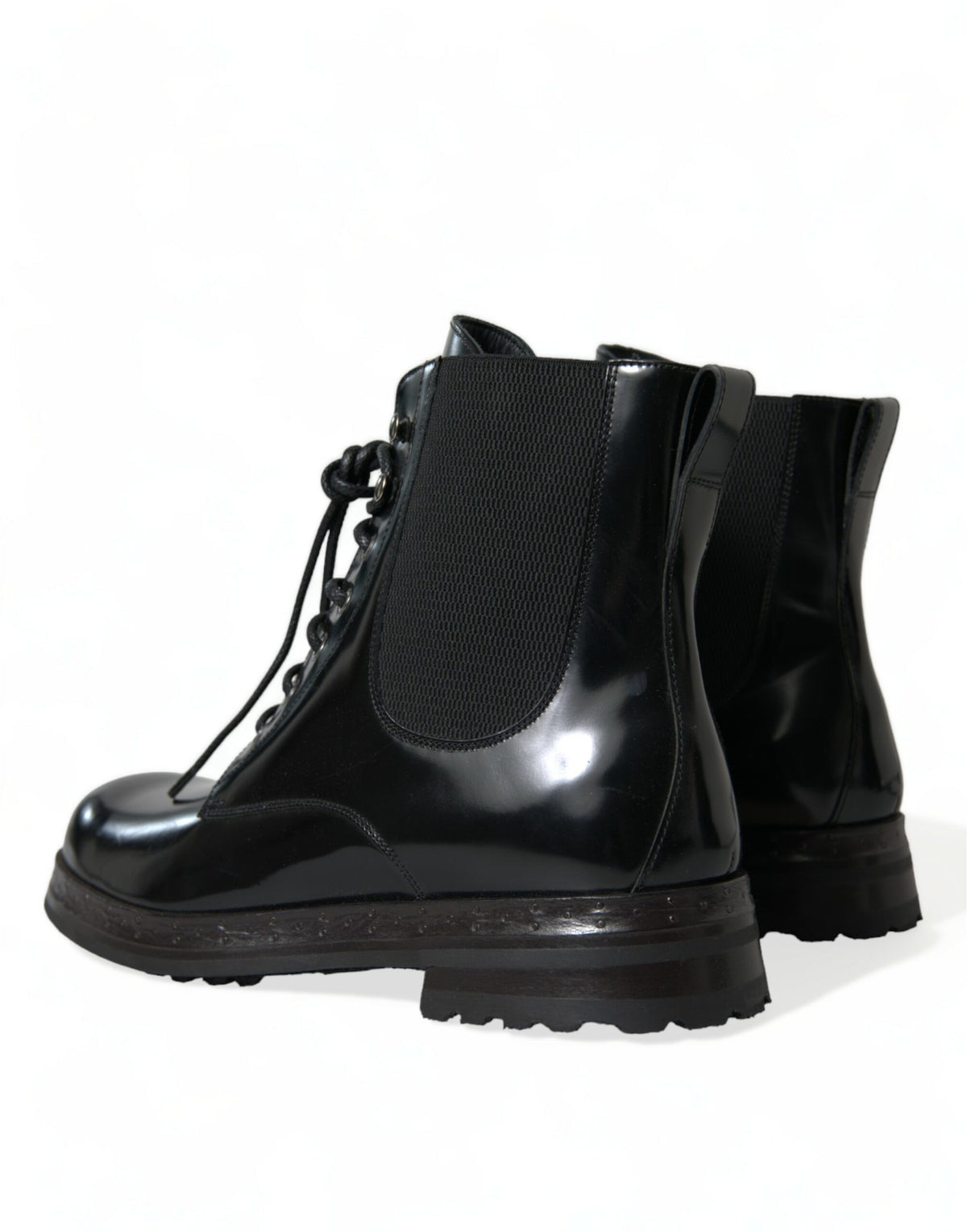 Bottes mi-mollet élégantes en cuir noir Dolce &amp; Gabbana pour hommes