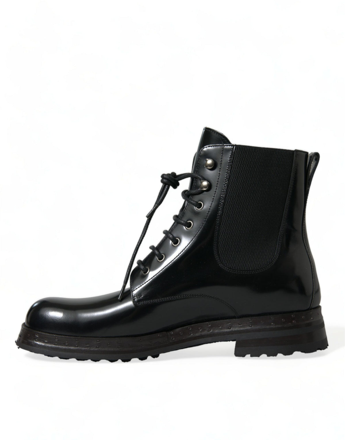 Bottes mi-mollet élégantes en cuir noir Dolce &amp; Gabbana pour hommes