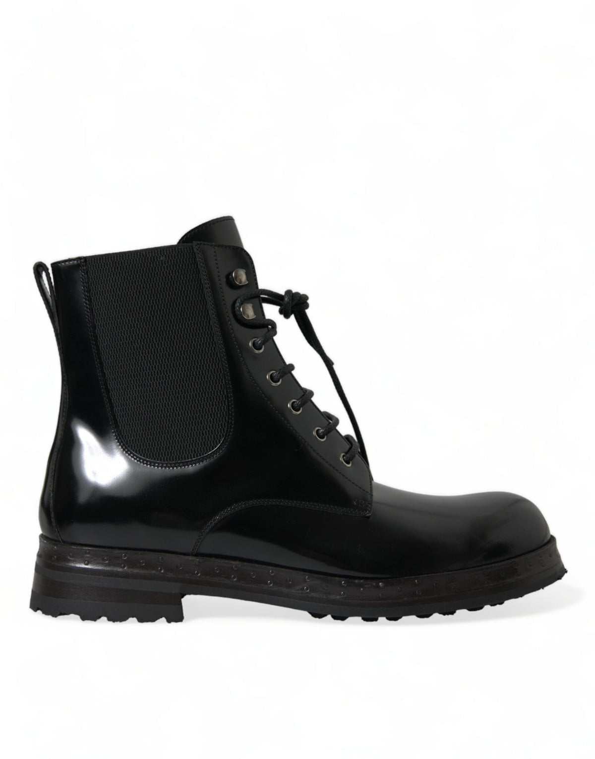 Bottes mi-mollet élégantes en cuir noir Dolce &amp; Gabbana pour hommes