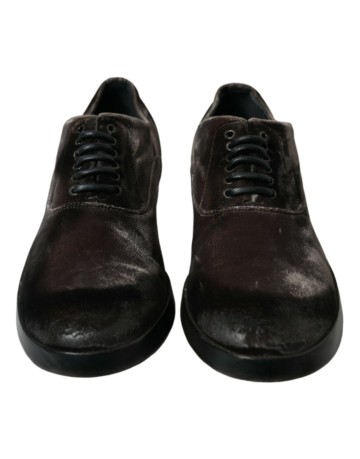 Chaussures à lacets Oxford en velours marron élégantes Dolce &amp; Gabbana