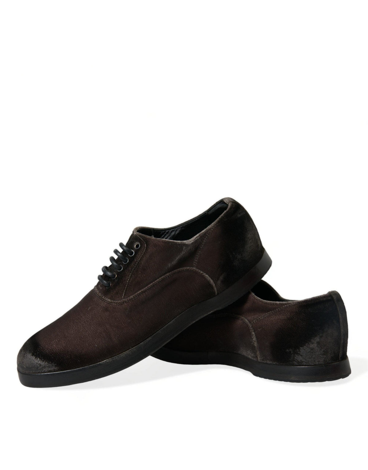 Zapatos Oxford elegantes de terciopelo marrón con cordones de Dolce &amp; Gabbana