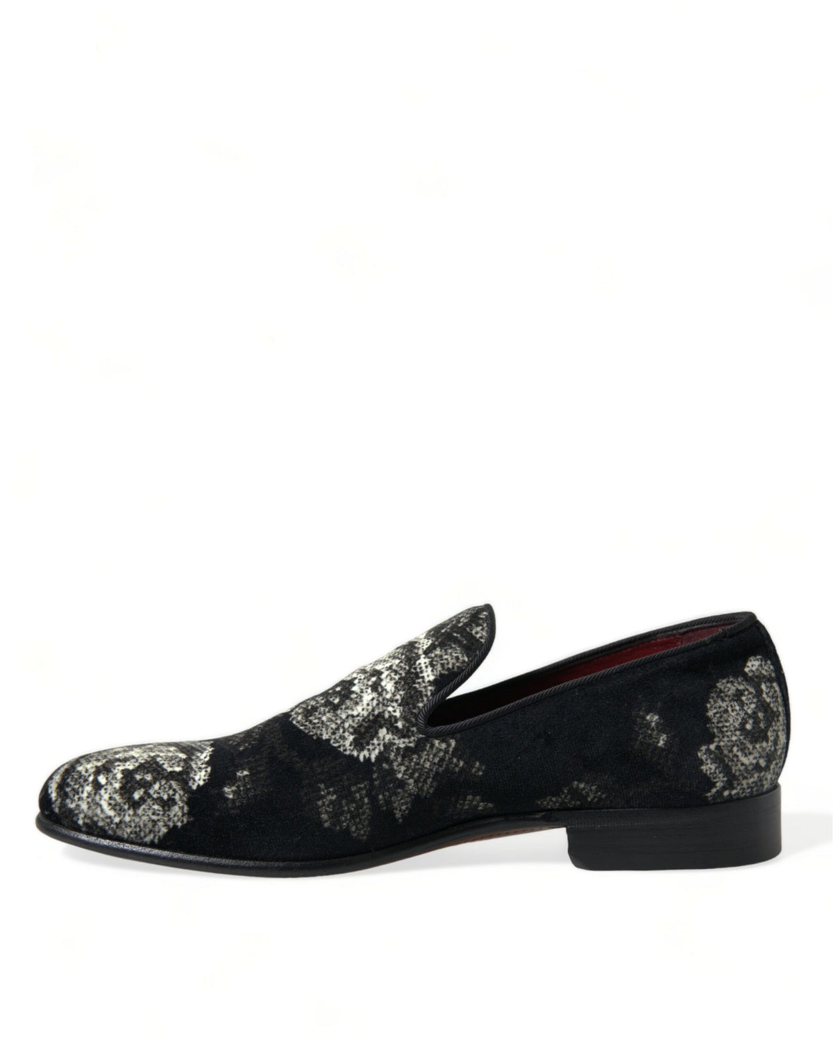 Mocasines elegantes de terciopelo con diseño floral de Dolce &amp; Gabbana