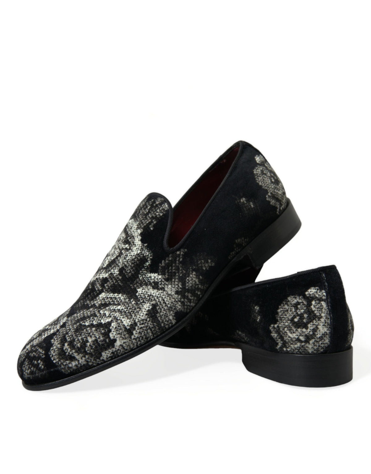 Mocasines elegantes de terciopelo con diseño floral de Dolce &amp; Gabbana