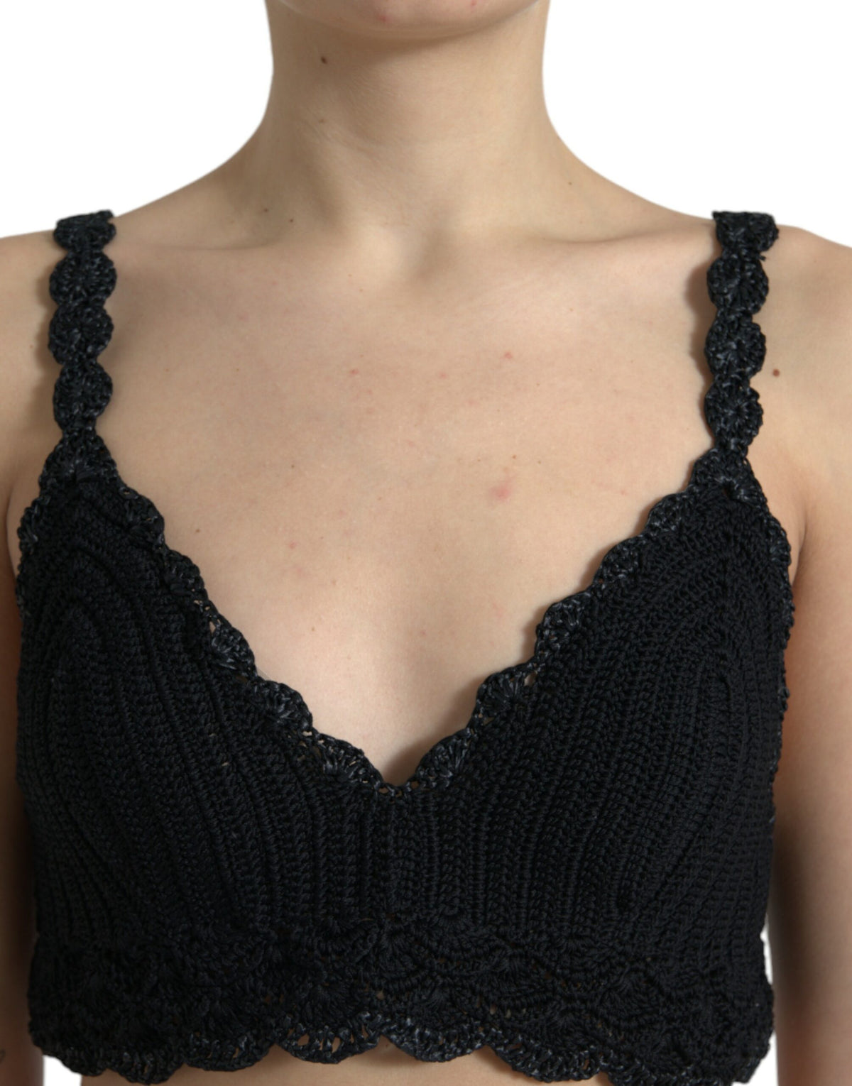 Haut corset en crochet noir élégant de Dolce &amp; Gabbana