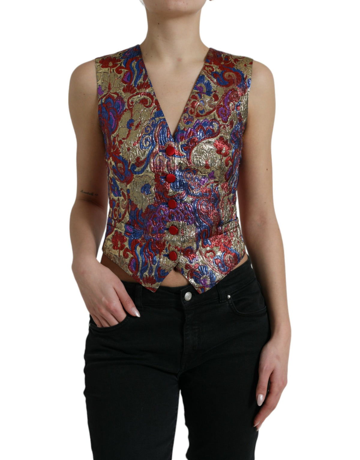 Gilet en jacquard à imprimé floral multicolore Dolce &amp; Gabbana