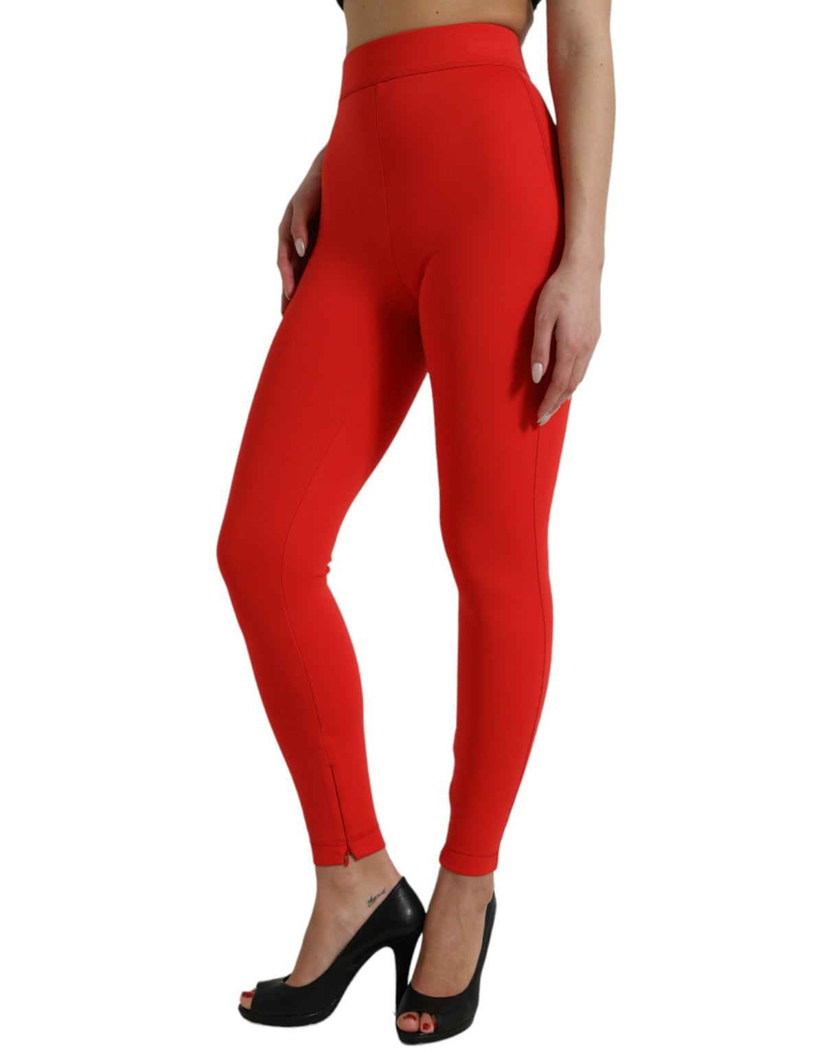 Leggings rojos elegantes de cintura alta de Dolce &amp; Gabbana