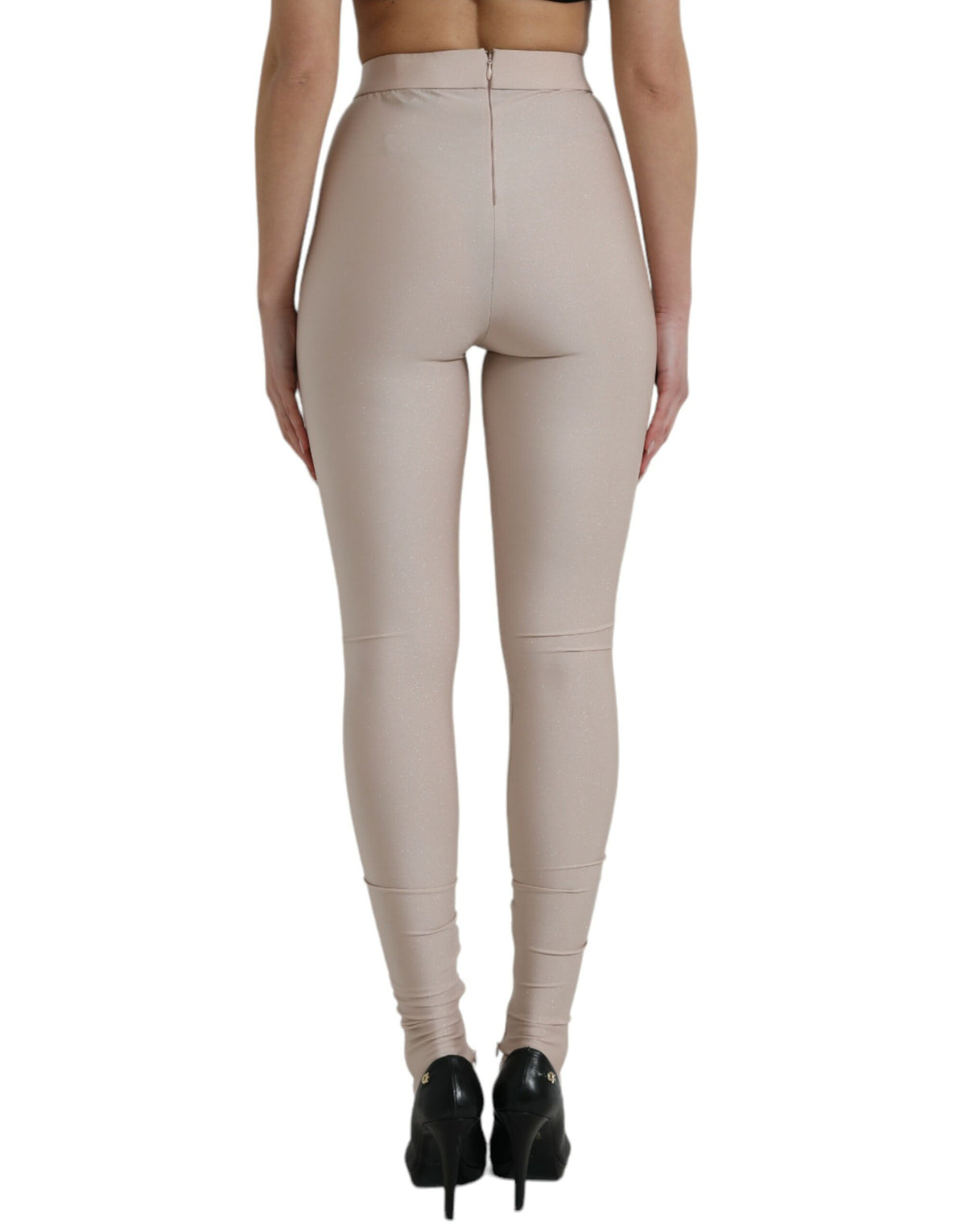 Leggings beige elegantes de cintura alta de Dolce &amp; Gabbana