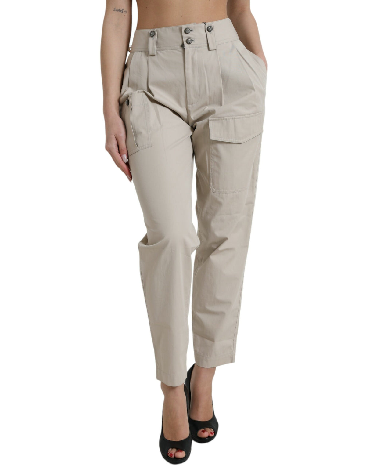 Pantalon fuselé taille haute Dolce &amp; Gabbana - Beige