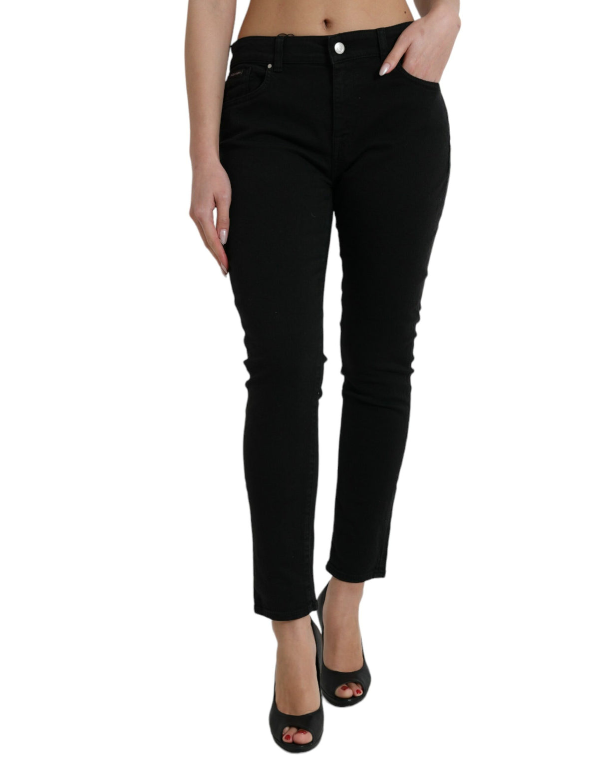 Jean stretch taille mi-haute élégant Dolce &amp; Gabbana en noir