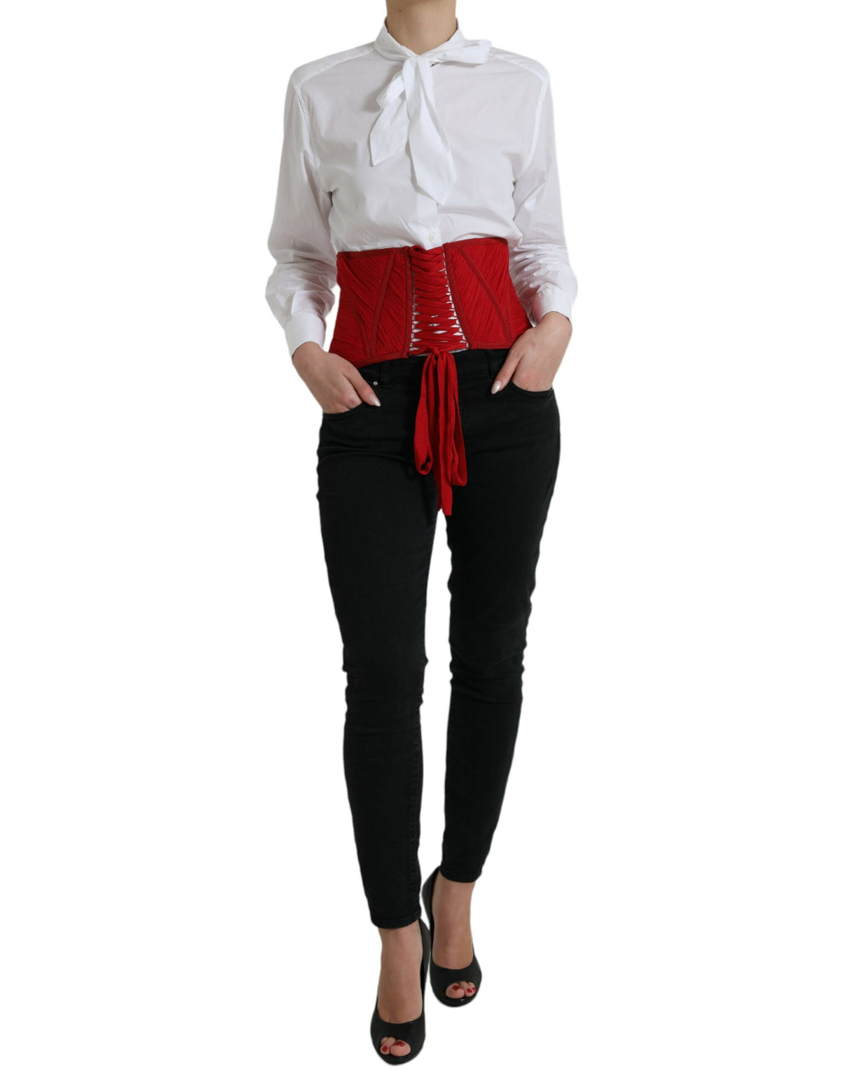 Ceinture corset en soie Dolce &amp; Gabbana en rouge ardent