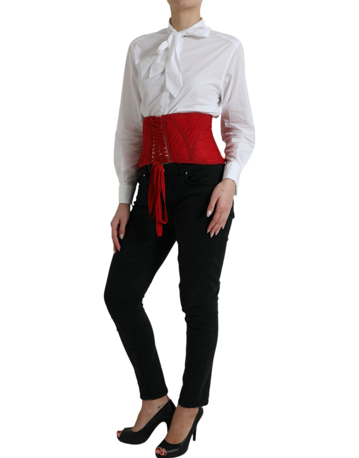 Ceinture corset en soie Dolce &amp; Gabbana en rouge ardent