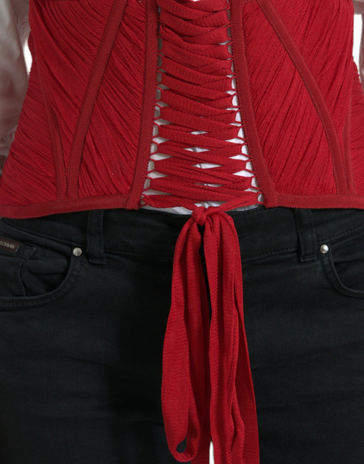 Ceinture corset en soie Dolce &amp; Gabbana en rouge ardent