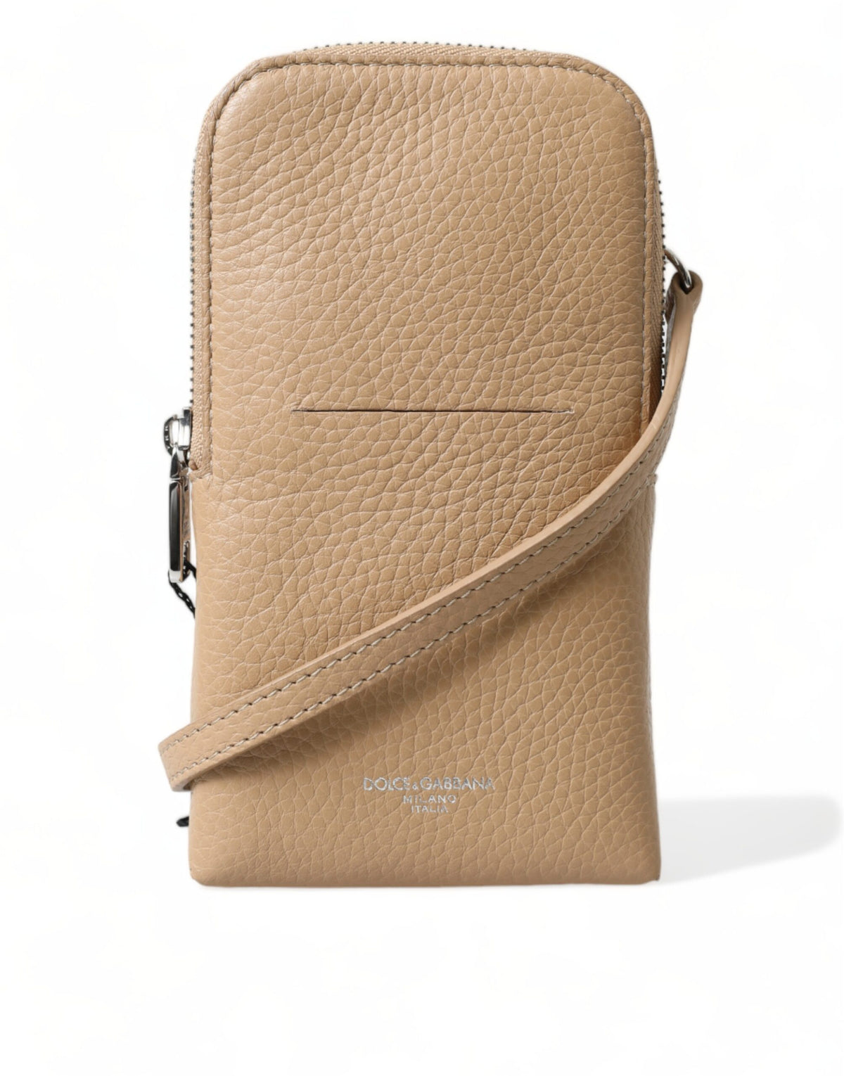 Sac à bandoulière élégant en cuir beige Dolce &amp; Gabbana pour téléphone