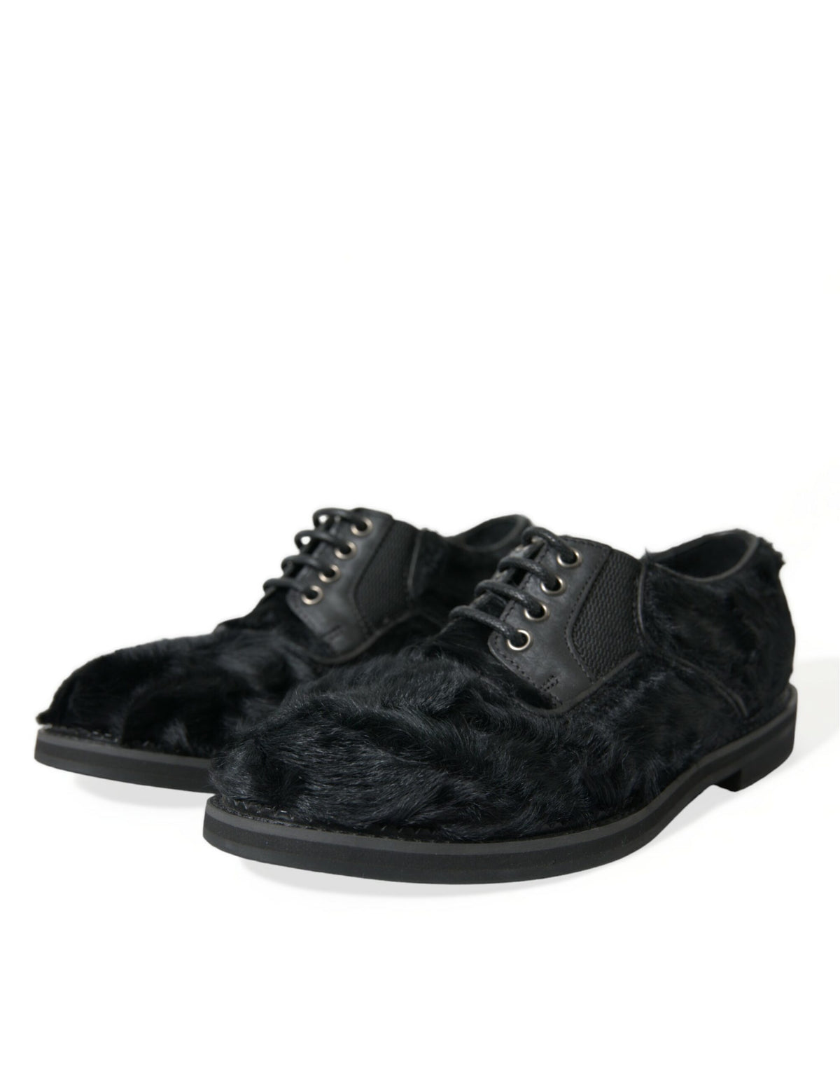 Chaussures Derby en fourrure noire élégantes Dolce &amp; Gabbana pour hommes