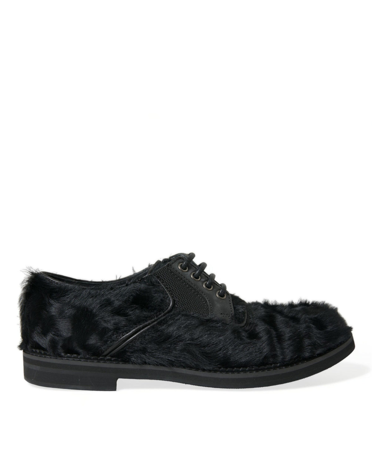 Chaussures Derby en fourrure noire élégantes Dolce &amp; Gabbana pour hommes