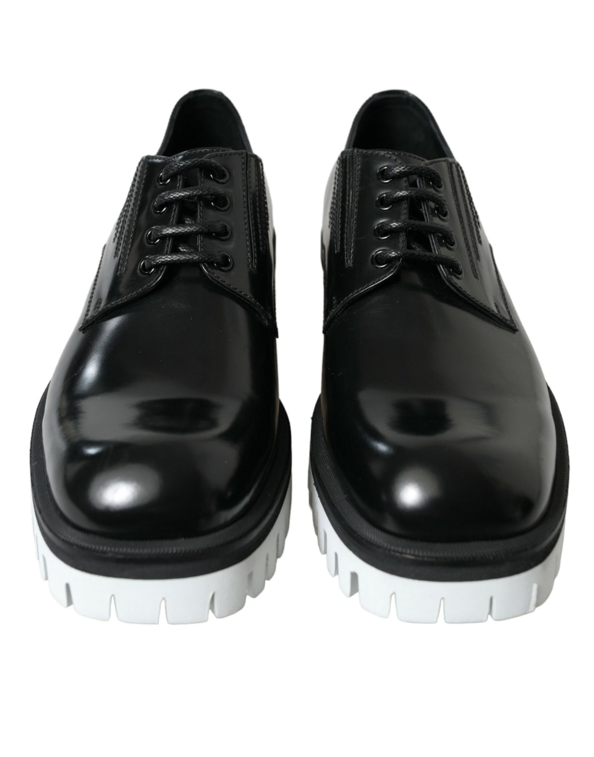 Chaussures Derby sophistiquées en cuir noir et blanc Dolce &amp; Gabbana