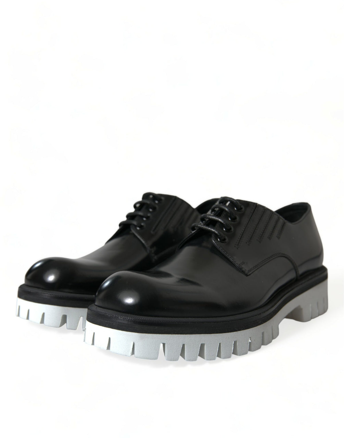 Chaussures Derby sophistiquées en cuir noir et blanc Dolce &amp; Gabbana