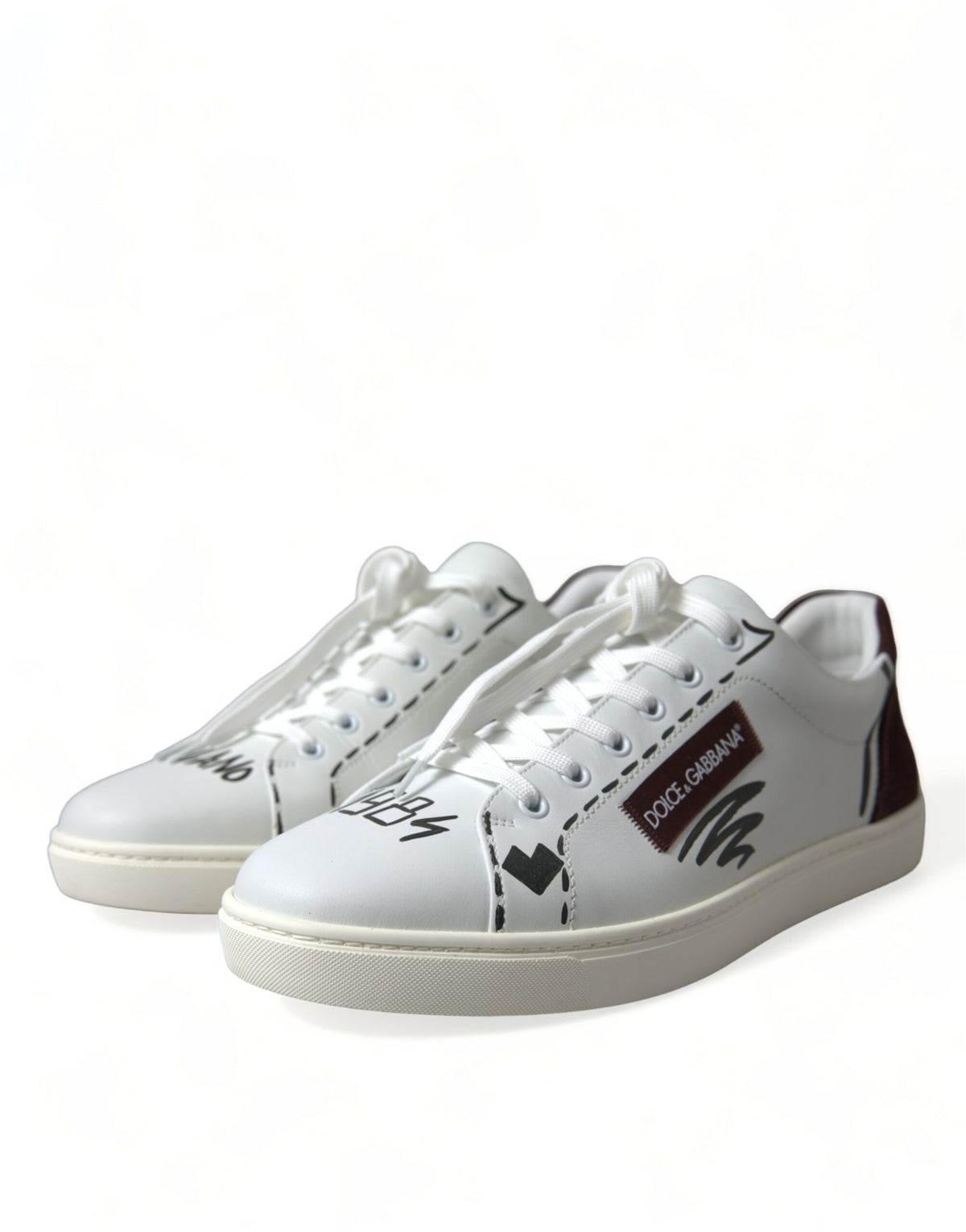 Baskets basses blanches bordeaux exclusives Dolce &amp; Gabbana