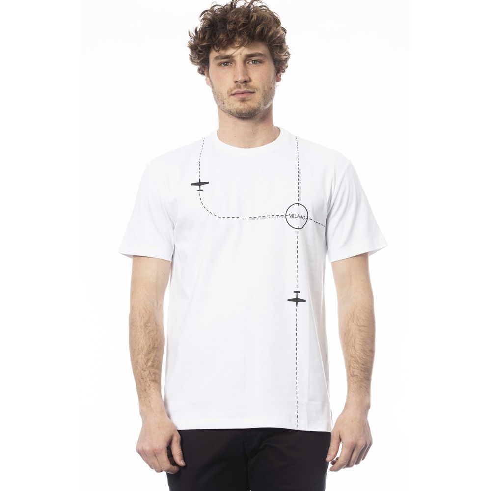 Camiseta elegante de algodón blanco con cuello redondo de Trussardi