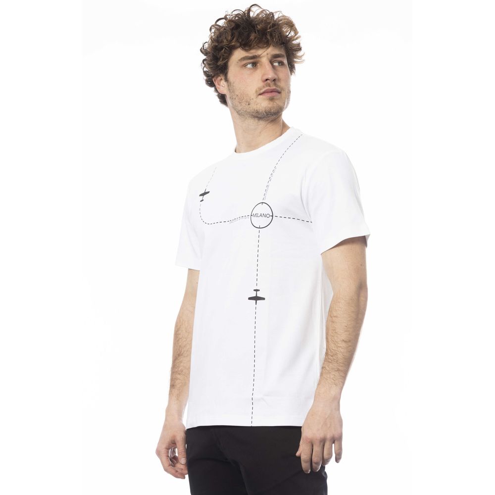 Camiseta elegante de algodón blanco con cuello redondo de Trussardi