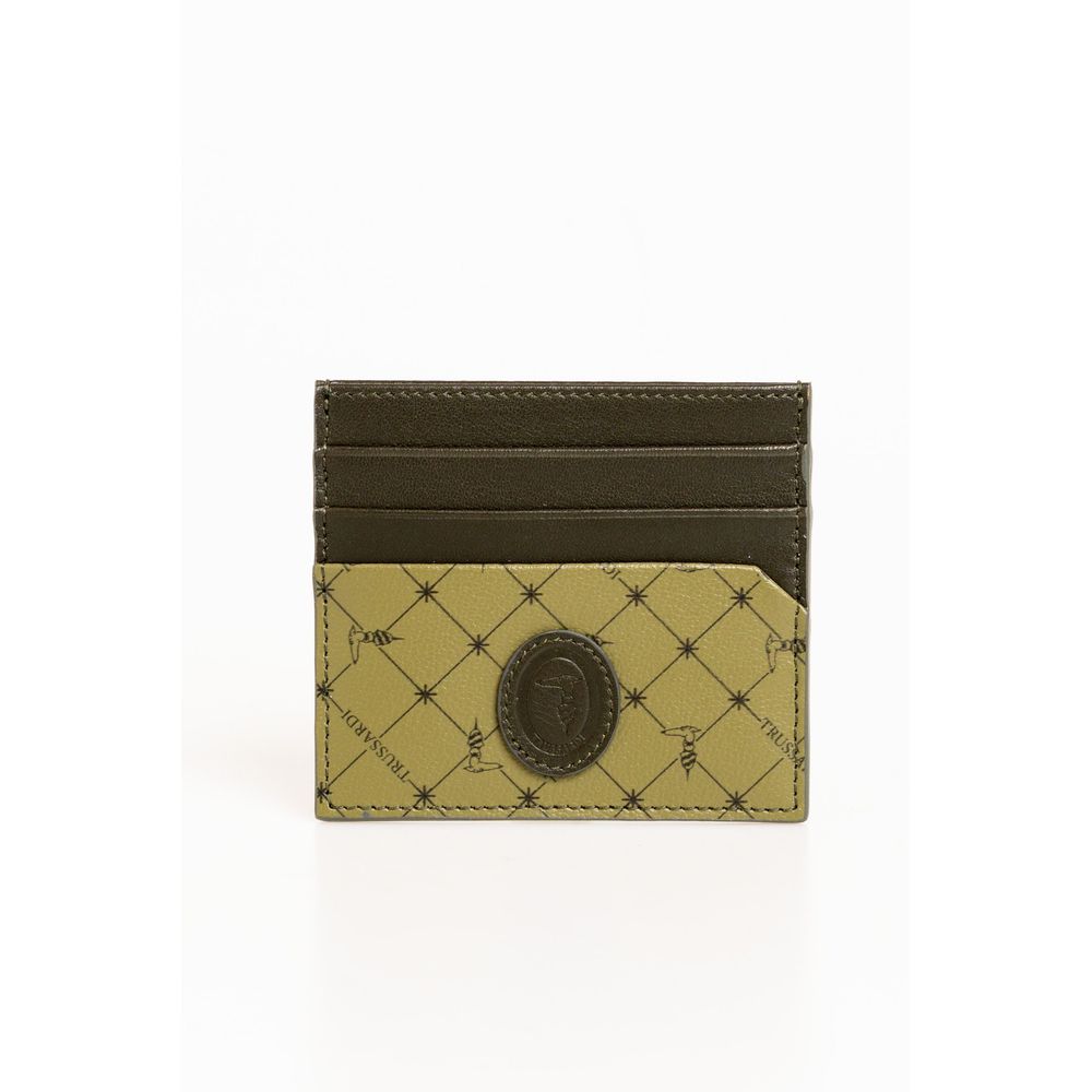 Porte-cartes élégant en cuir vert Trussardi