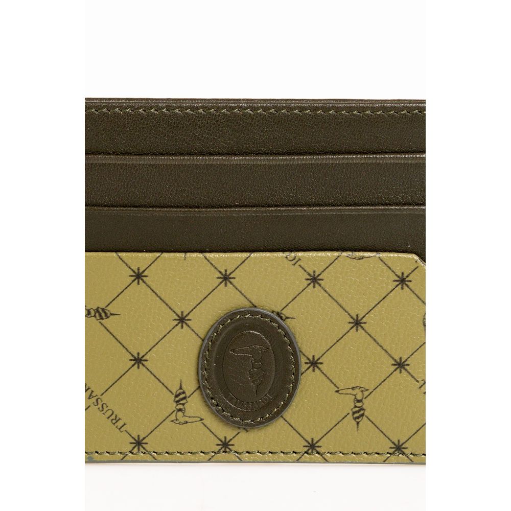 Porte-cartes élégant en cuir vert Trussardi