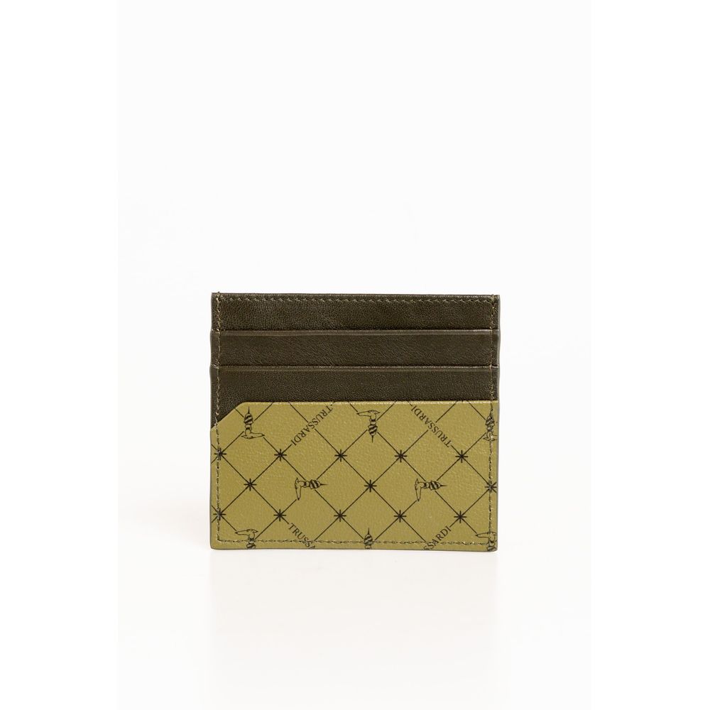 Porte-cartes élégant en cuir vert Trussardi