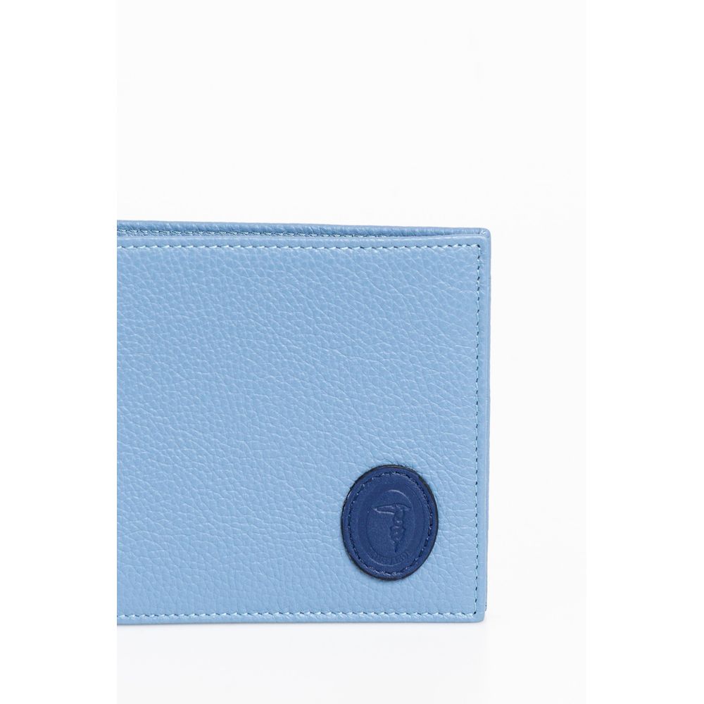 Portefeuille élégant en cuir bleu clair Trussardi