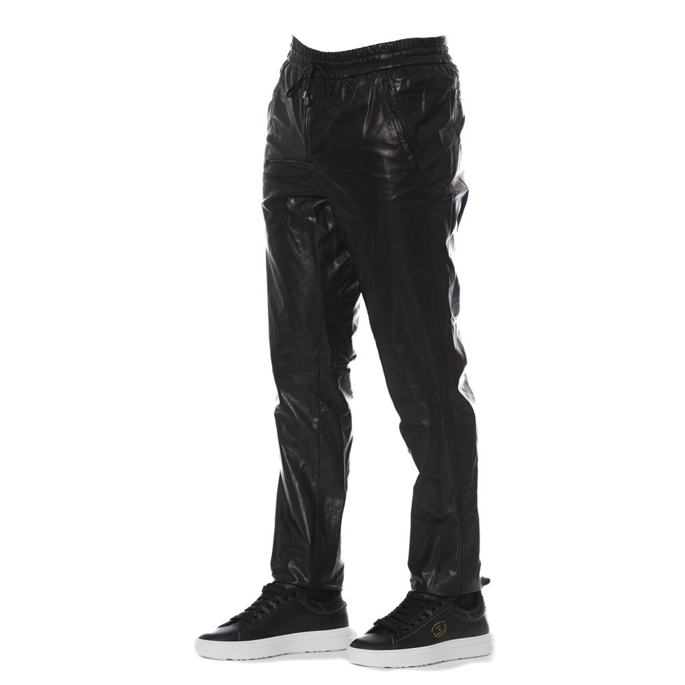 Pantalon Trussardi Sleek en cuir noir pour homme