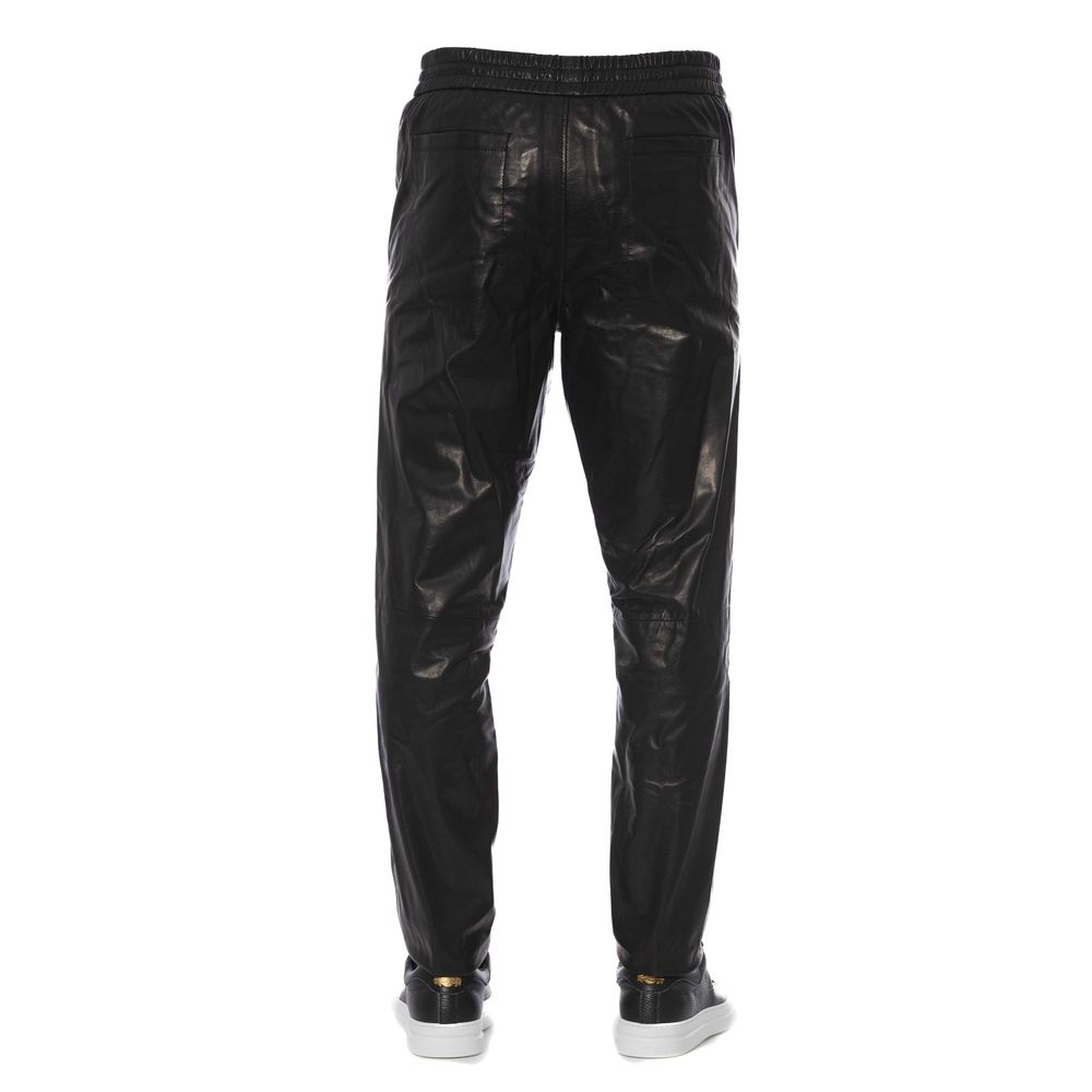 Pantalon Trussardi Sleek en cuir noir pour homme