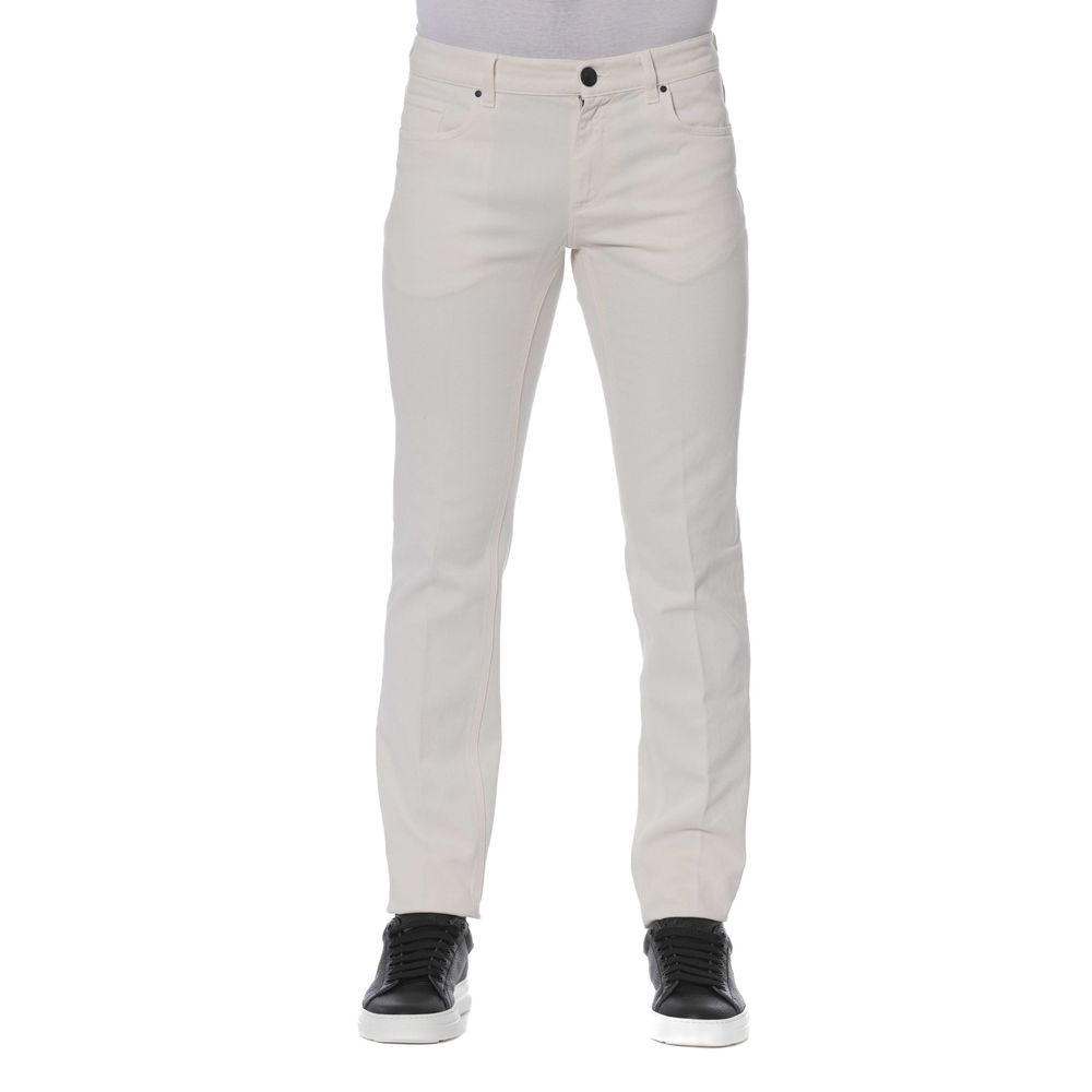 Elegante vaquero de algodón blanco Trussardi para hombre