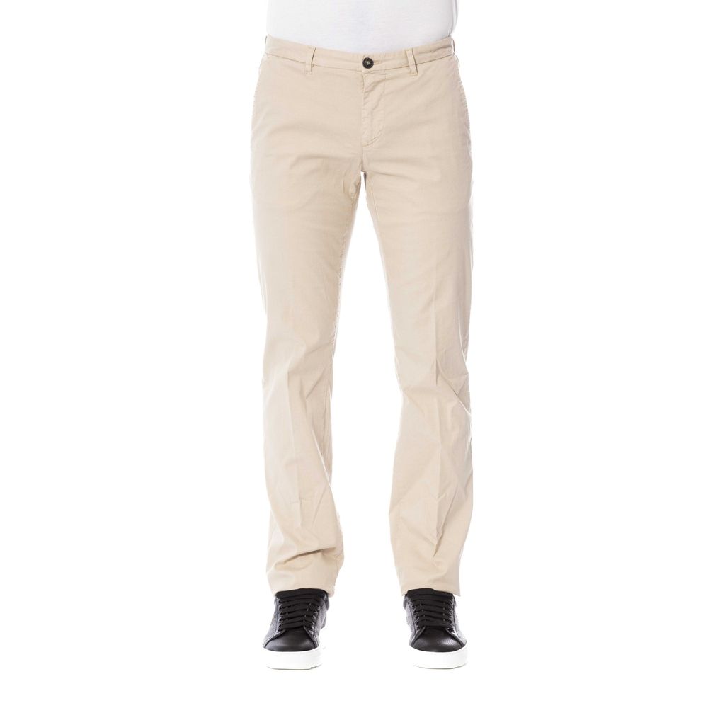 Pantalon en coton mélangé beige Trussardi Chic