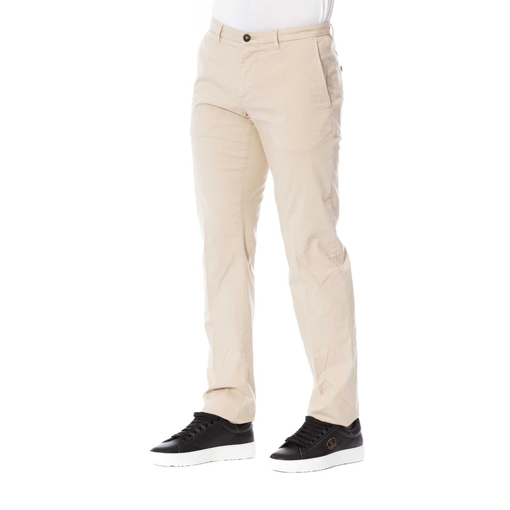 Pantalon en coton mélangé beige Trussardi Chic