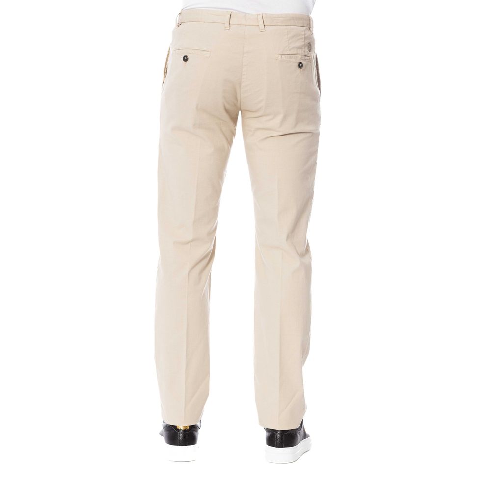 Pantalon en coton mélangé beige Trussardi Chic