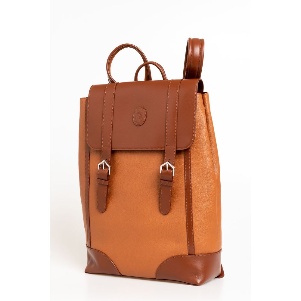 Sac à dos élégant en cuir marron Trussardi pour homme