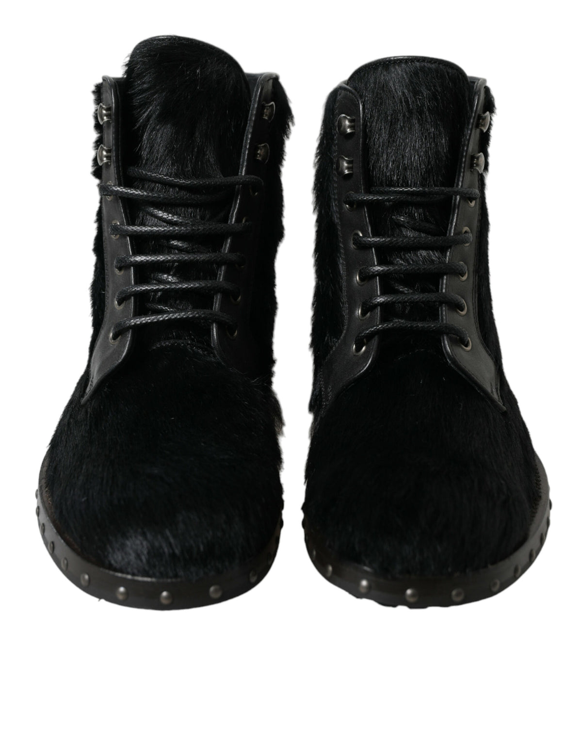 Botas elegantes con cordones de piel de becerro negra de Dolce &amp; Gabbana