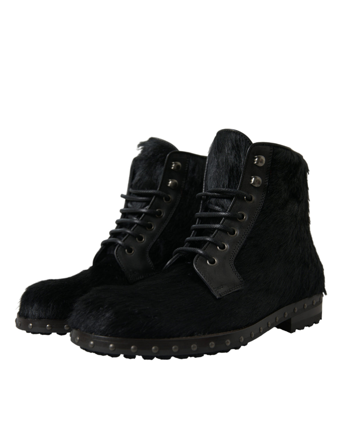 Botas elegantes con cordones de piel de becerro negra de Dolce &amp; Gabbana