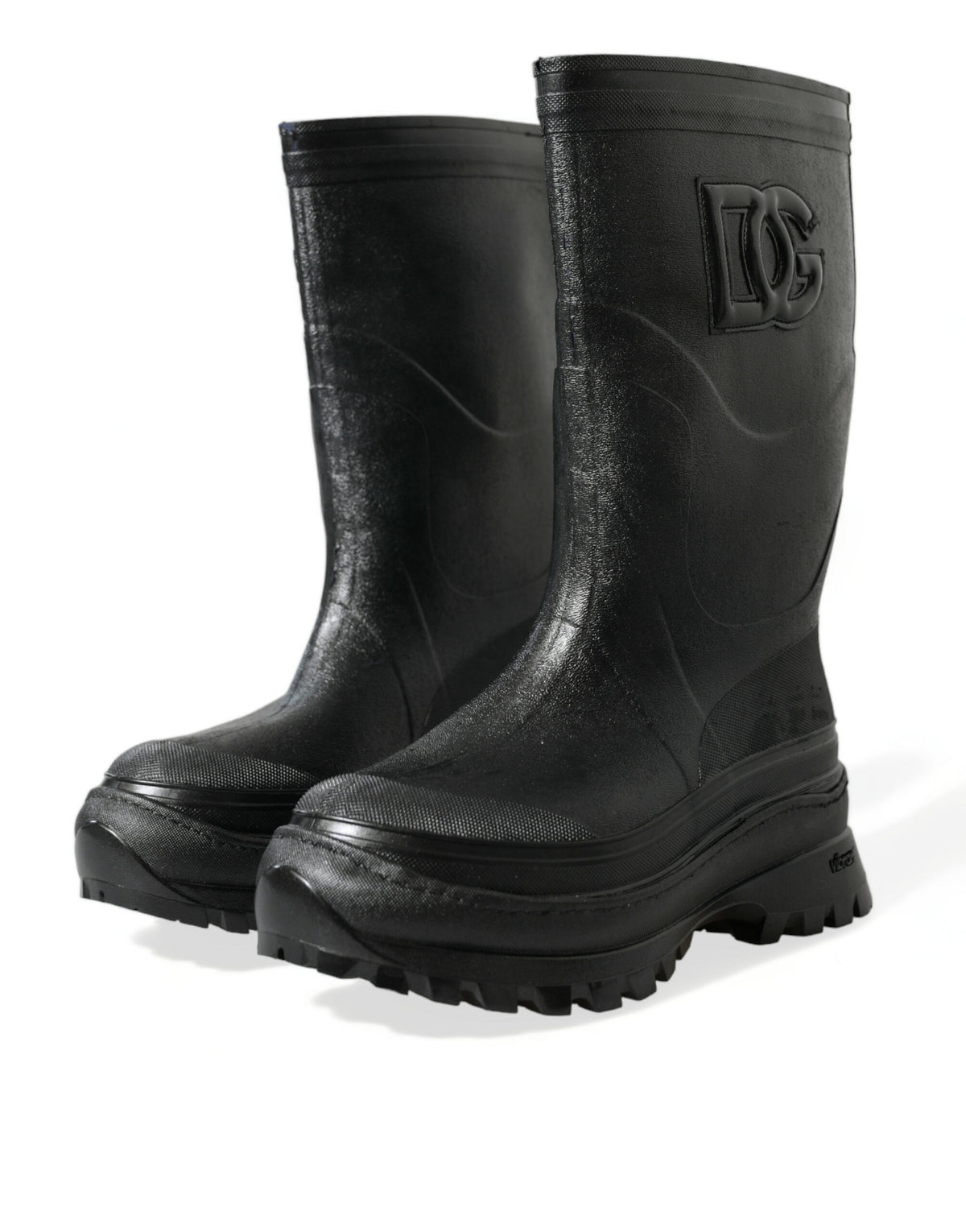 Botas de lluvia elegantes de goma metalizada de Dolce &amp; Gabbana con logotipo DG