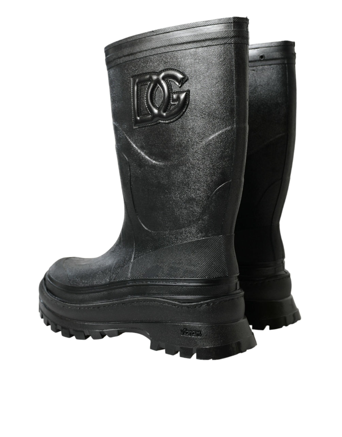 Bottes de pluie en caoutchouc métallisées élégantes Dolce &amp; Gabbana avec logo DG