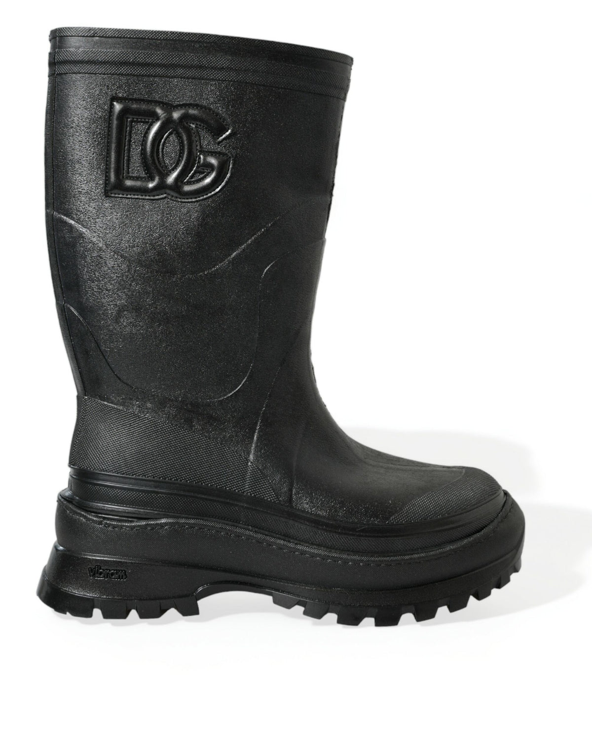 Botas de lluvia elegantes de goma metalizada de Dolce &amp; Gabbana con logotipo DG