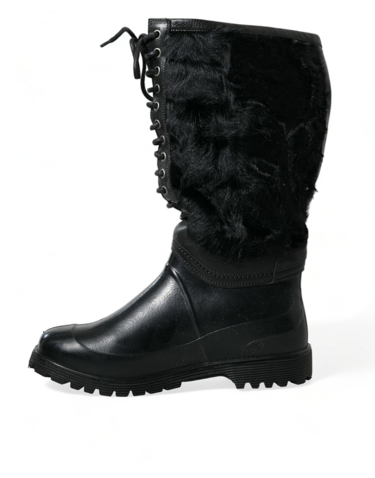 Bottes mi-mollet élégantes en peau de mouton noire Dolce &amp; Gabbana