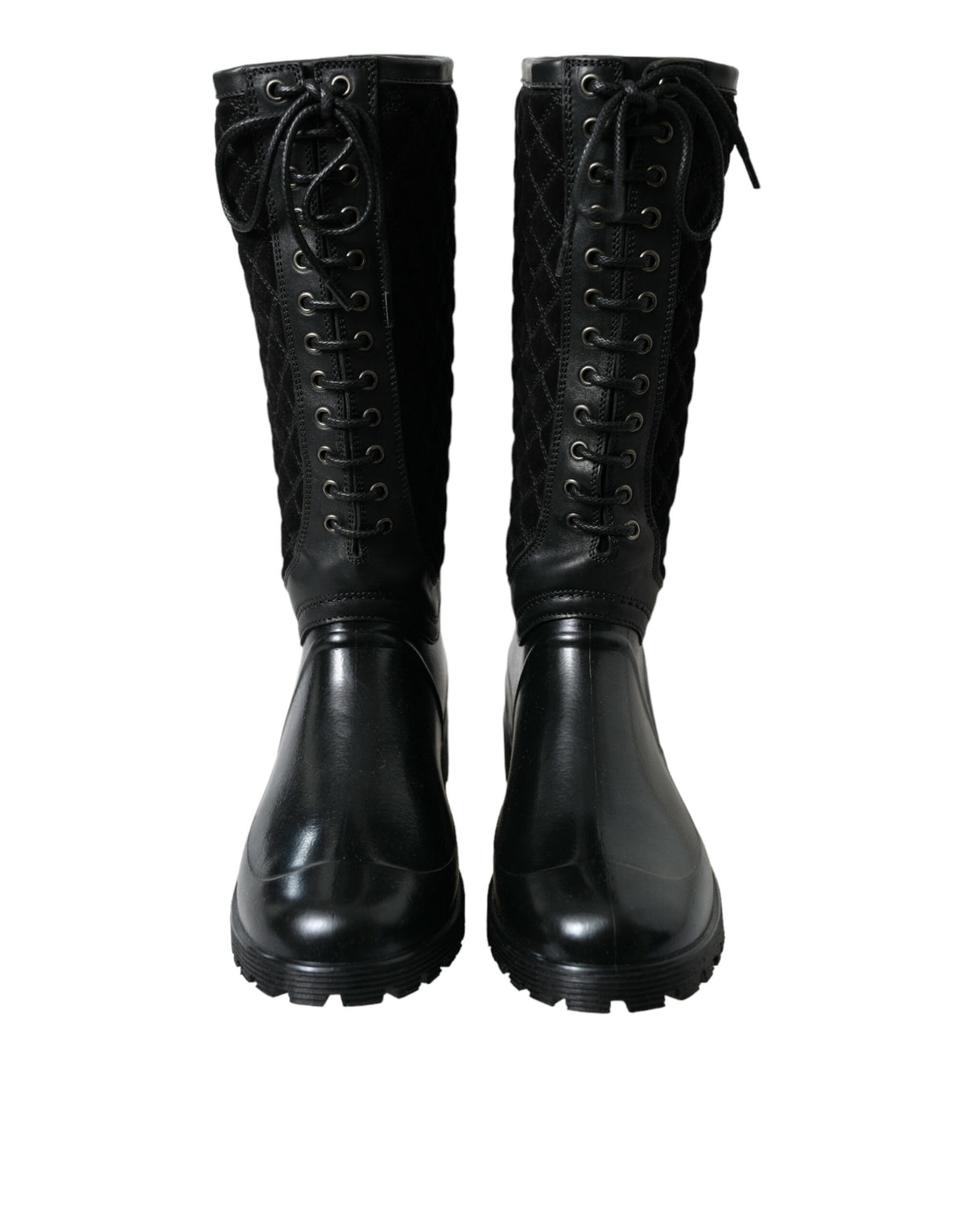 Bottes de pluie à lacets matelassées élégantes Dolce &amp; Gabbana