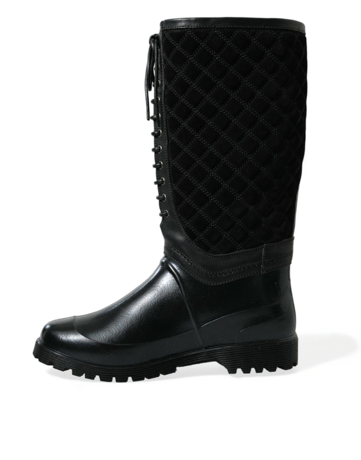 Bottes de pluie à lacets matelassées élégantes Dolce &amp; Gabbana