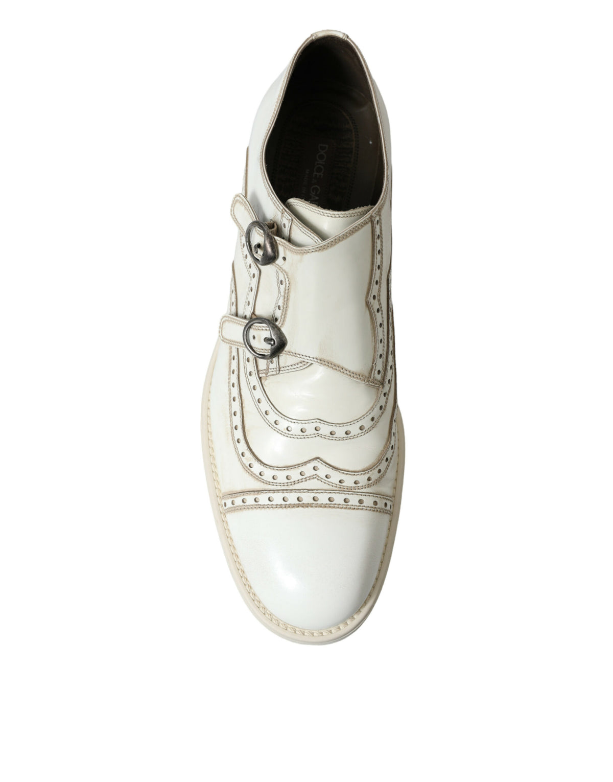 Zapatos de vestir Derby elegantes de cuero blanco de Dolce &amp; Gabbana