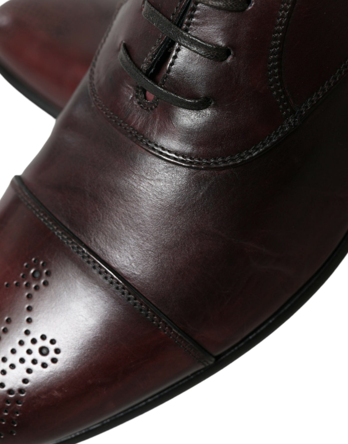 Chaussures Derby élégantes en cuir bordeaux Dolce &amp; Gabbana