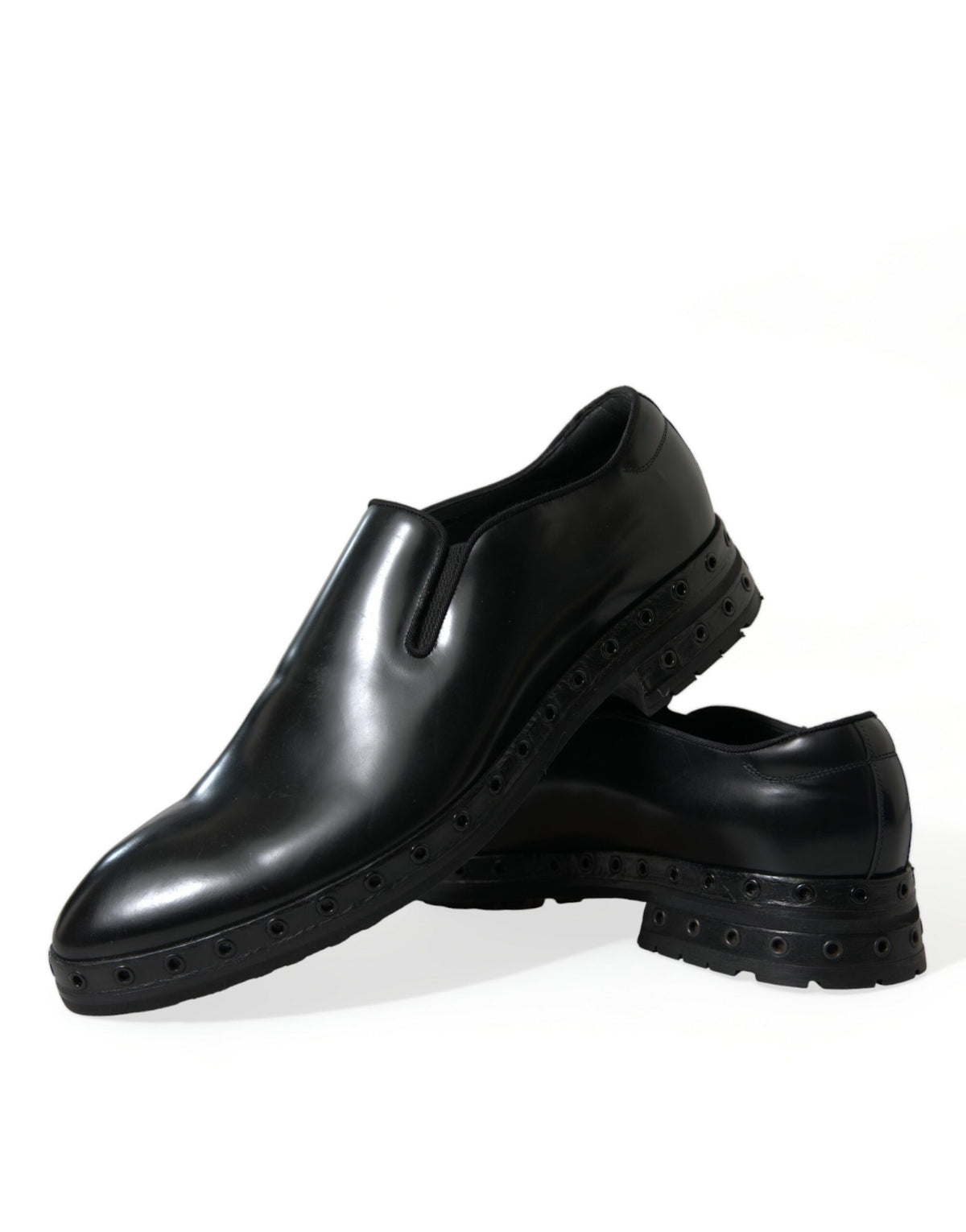 Mocassins cloutés élégants en cuir noir Dolce &amp; Gabbana