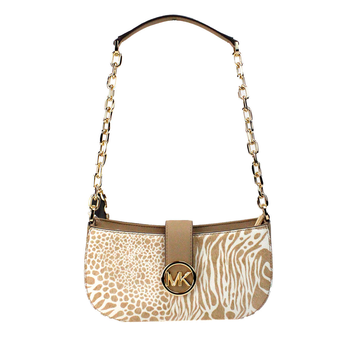 Bolso bandolera pequeño de piel de becerro de camello Carmen de Michael Kors