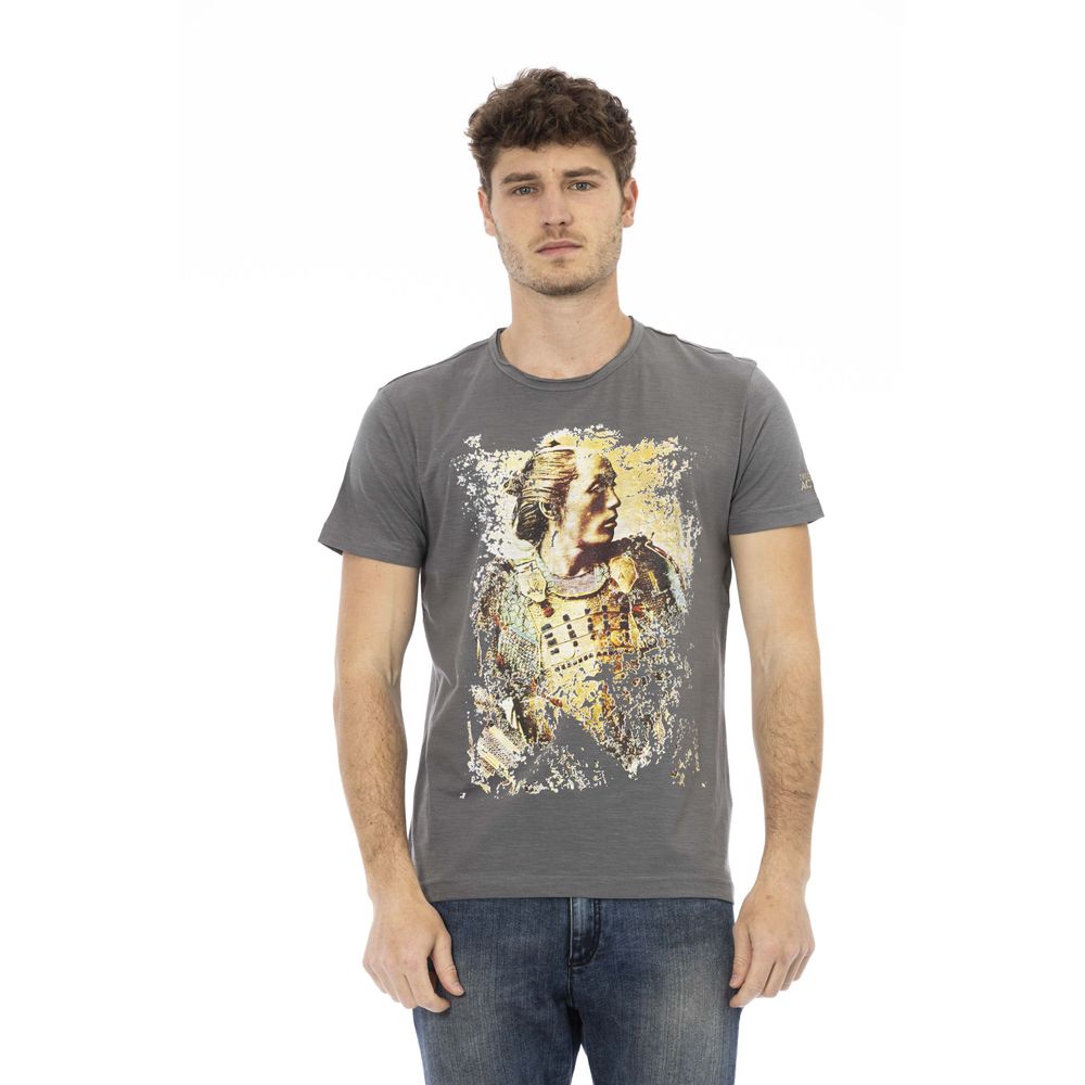 Camiseta de algodón gris Trussardi Action Chic con estampado llamativo