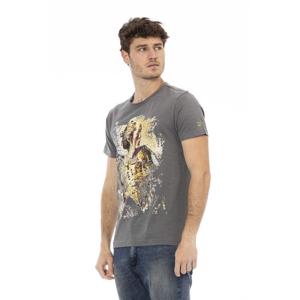 T-shirt Trussardi Action Chic en coton gris avec imprimé statement