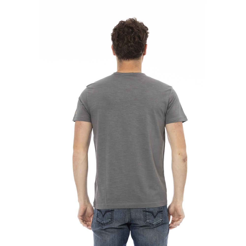 T-shirt Trussardi Action Chic en coton gris avec imprimé statement